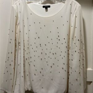 Cream Bubble Hem Blouse with Gold and Silver Balls